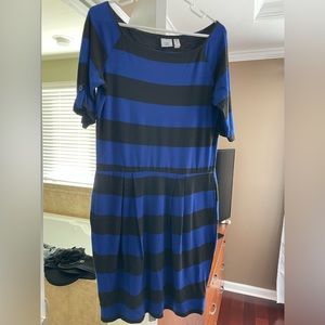 Piper and blue black and blue striped dress